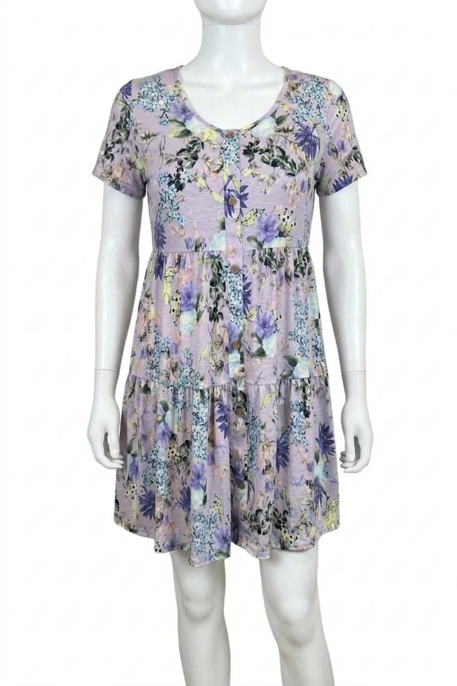 NEW SEW IN LOVE floral tiered dress in lavender